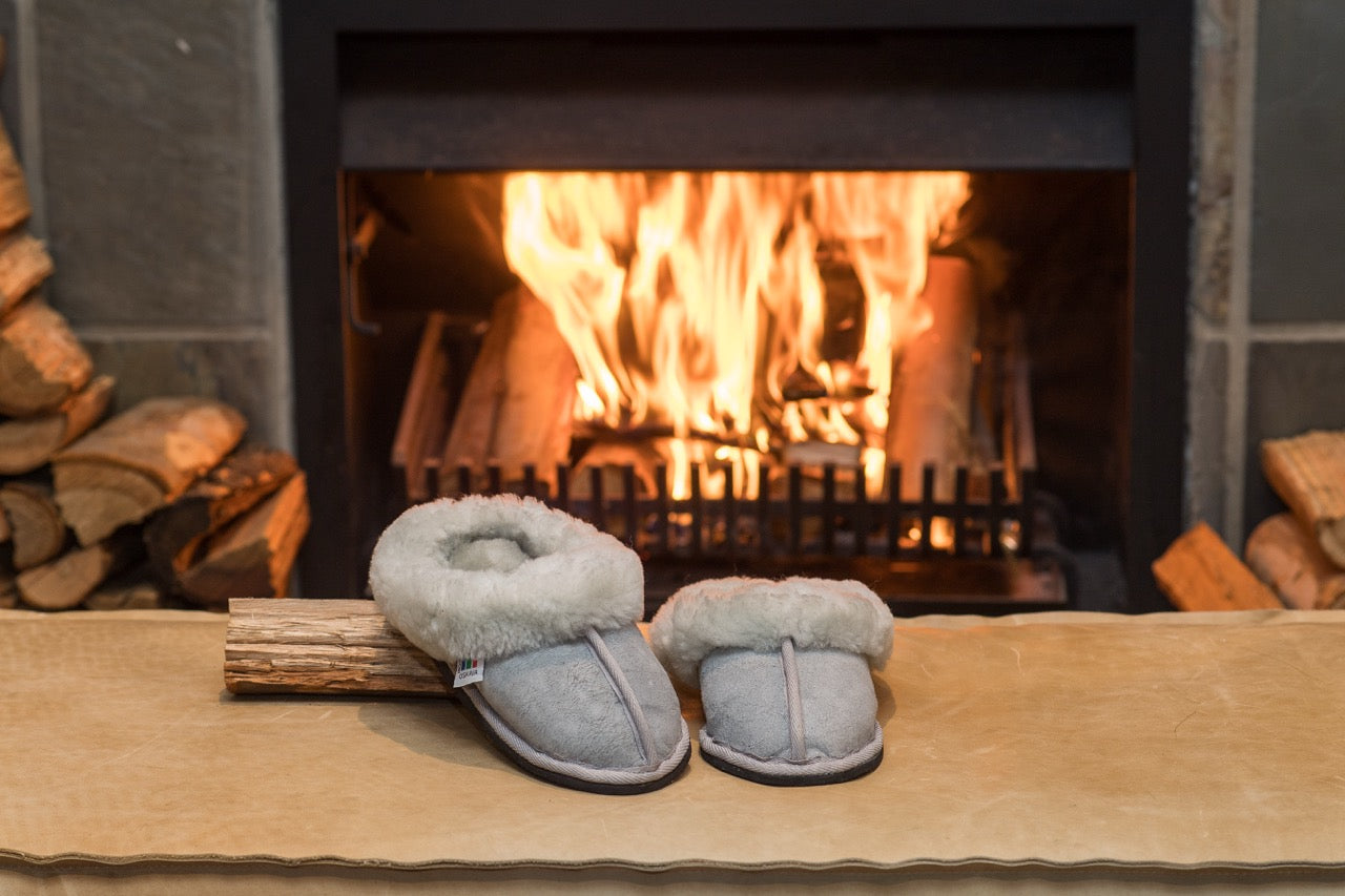 Oskava Sheepskin Slip Ons Deluxe - Gray