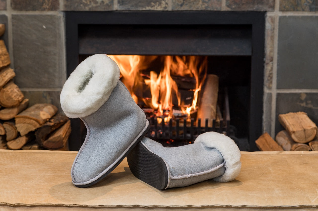 Oskava Fugglys Full Sheepskin High Boots – Gray – Oskava SA
