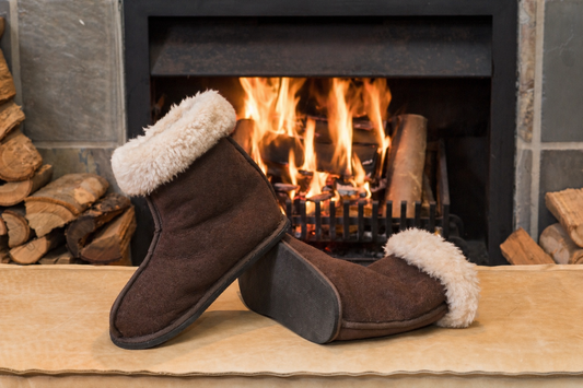 Oskava Fugglys Full Sheepskin High Boots – Brown