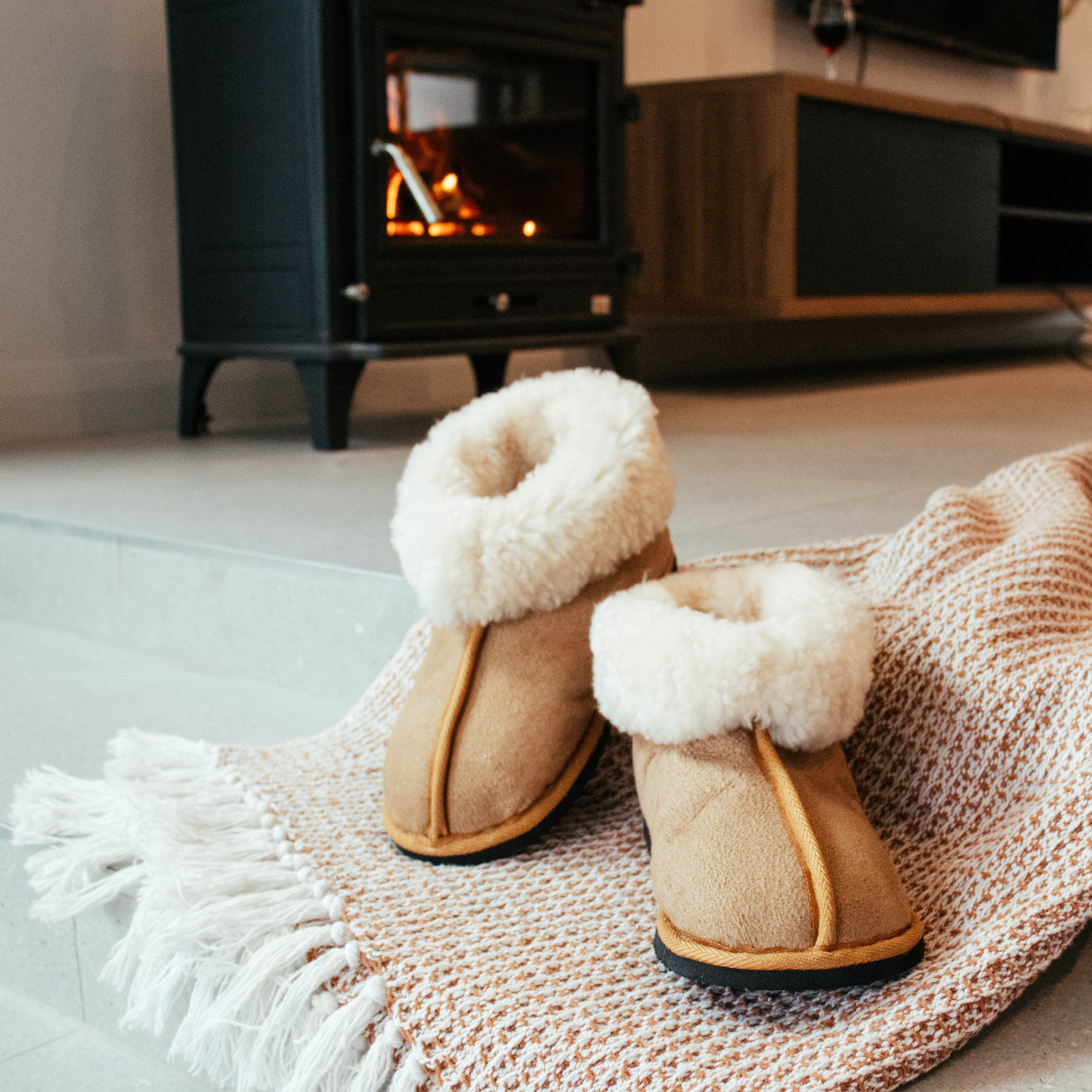 Oskava Sheep Skin Booties - Tan – Oskava SA