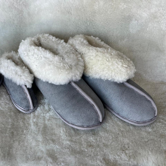Oskava Sheepskin Slippers (Soft Sole) - Grey